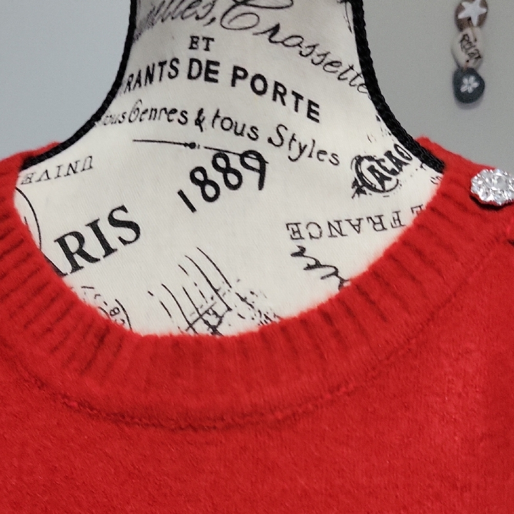Red Crewneck Sweater with Relaxed Fit - Picture 4 of 9